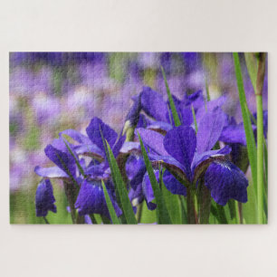 Amethyst Purple Irises Floral Garden Jigsaw Puzzle