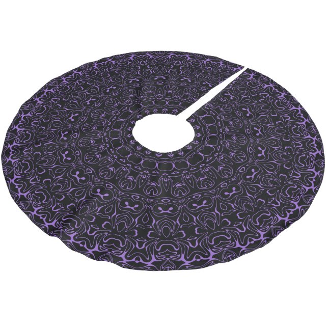 Amethyst Purple Mandala with Intricate Symmetry Brushed Polyester Tree Skirt (Angled)