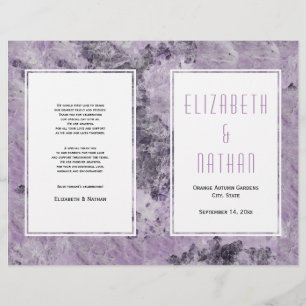 Amethyst purple marble modern wedding program