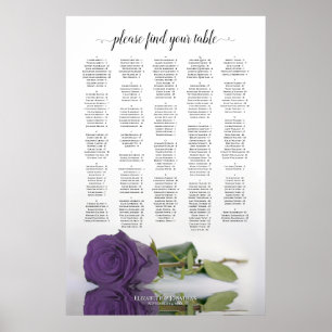 Amethyst Purple Rose Alphabetical Seating Chart