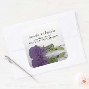 Amethyst Purple Rose Large Wedding Address Label