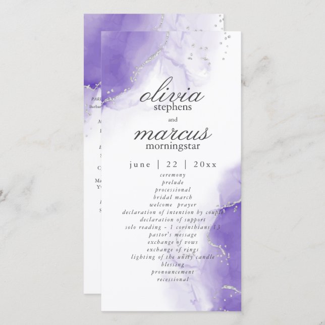 Amethyst Purple Script Silver Program (Front/Back)
