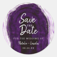 Amethyst Purple & Silver Geode Agate Save the Date