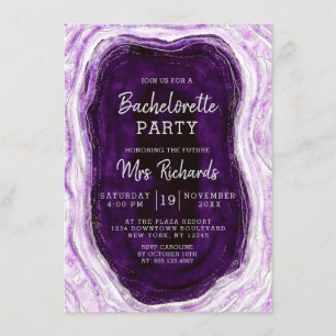 Amethyst Purple & Silver Geode Bachelorette Party Invitation