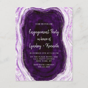 Amethyst Purple & Silver Geode Engagement Party Invitation