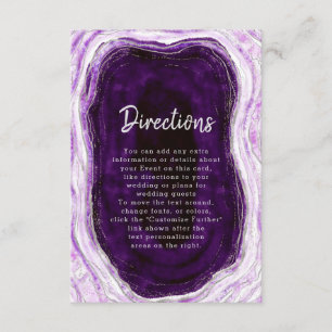 Amethyst Purple & Silver Geode Wedding Directions Enclosure Card