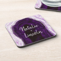 Amethyst Purple & Silver Geode Wedding Monogram