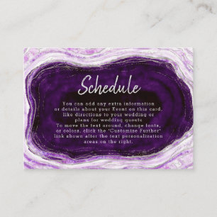 Amethyst Purple & Silver Geode Wedding Schedule Enclosure Card