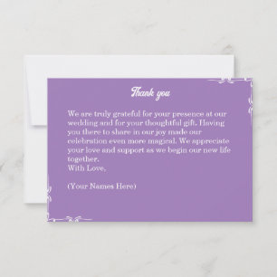 ​Amethyst Purple & White Filigree Thank You Card
