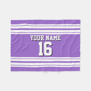 Amethyst Purple Wht Team Jersey Custom Number Name Fleece Blanket