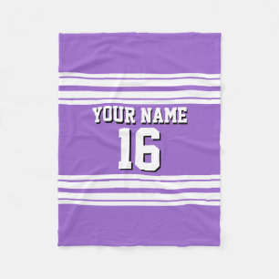 Amethyst Purple Wht Team Jersey Custom Number Name Fleece Blanket