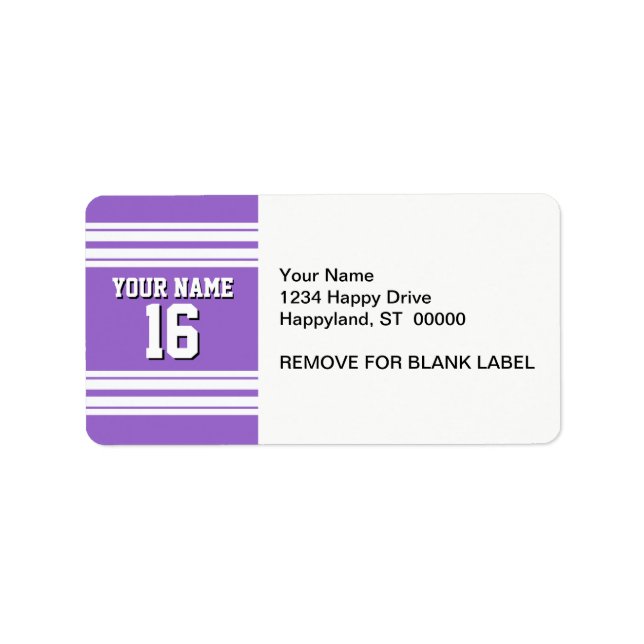 Amethyst Purple Wht Team Jersey Custom Number Name Label (Front)