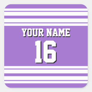 Amethyst Purple Wht Team Jersey Custom Number Name Square Sticker