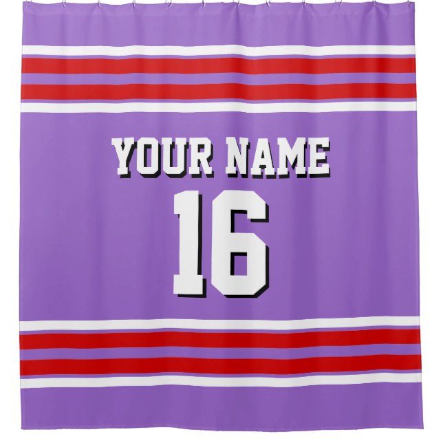 Amethyst Purple with Red Wht Stripes Sports Jersey (Front)