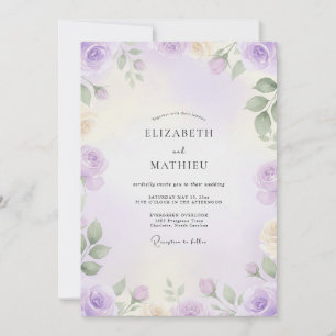 Amethyst Sage Painted Wedding Invitation