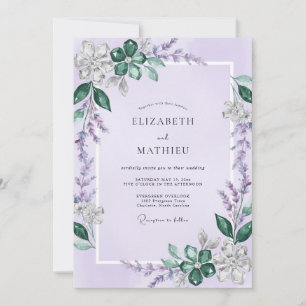 Amethyst Sage Wisteria Wedding Invitation