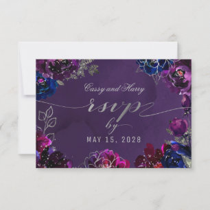 Amethyst Sapphire Jewel Tone 3 Meal Choice RSVP Card