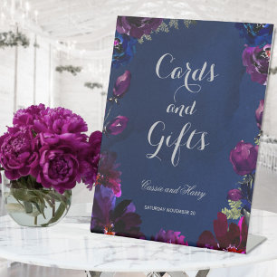 Amethyst Sapphire Navy Jewel Tone Cards & Gifts Pedestal Sign