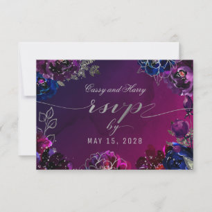 Amethyst Sapphire Ombr Jewel Tone Meal Choice RSVP Card