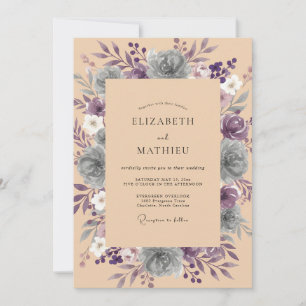 Amethyst Slate Petal Wedding Invitation