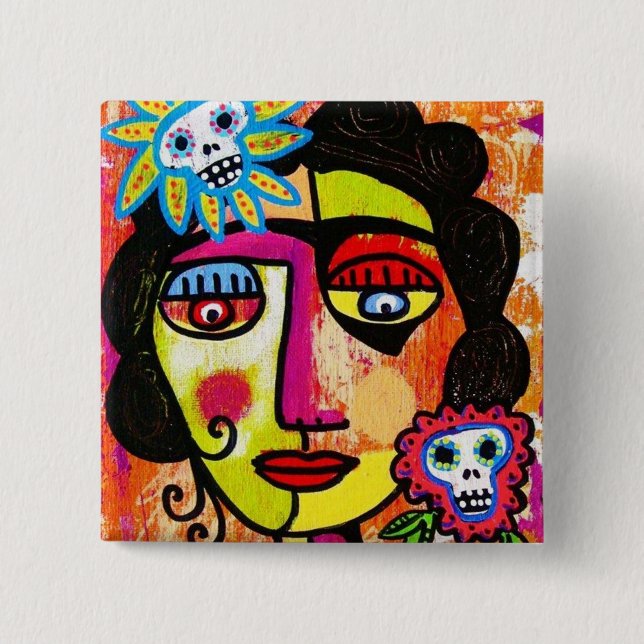 Amethyst Sugar Sull Frida by SilberZweigArts 2 Inch Square Button (Front)