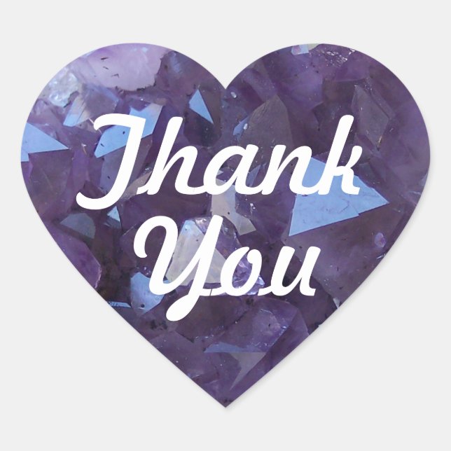Amethyst Thank You Heart Sticker (Front)