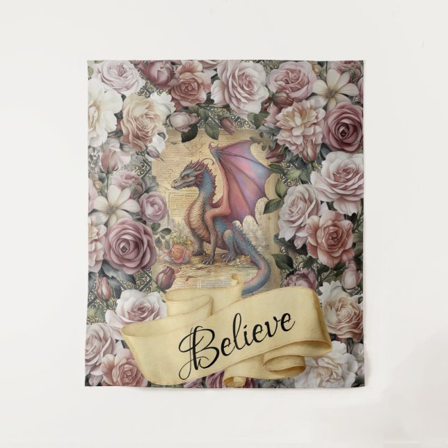 Amethyst the Dragon Victorian Large Wall Tapestry (Front)