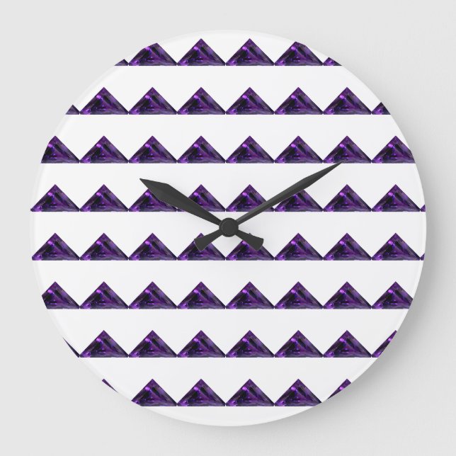 Amethyst Triangle, February Birthstone, Purple Large Clock (Front)