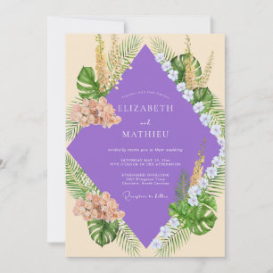 Amethyst Tropical Palm Eucalyptus Wedding Invitation