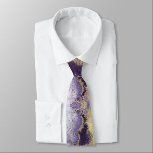 Amethyst Violet & Gold Wedding Neck Tie