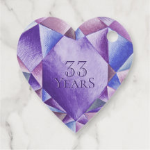Amethyst Watercolor Heart 33rd Wedding Anniversary