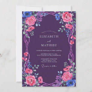 Amethyst Whimsical Bloom Wedding Invitation