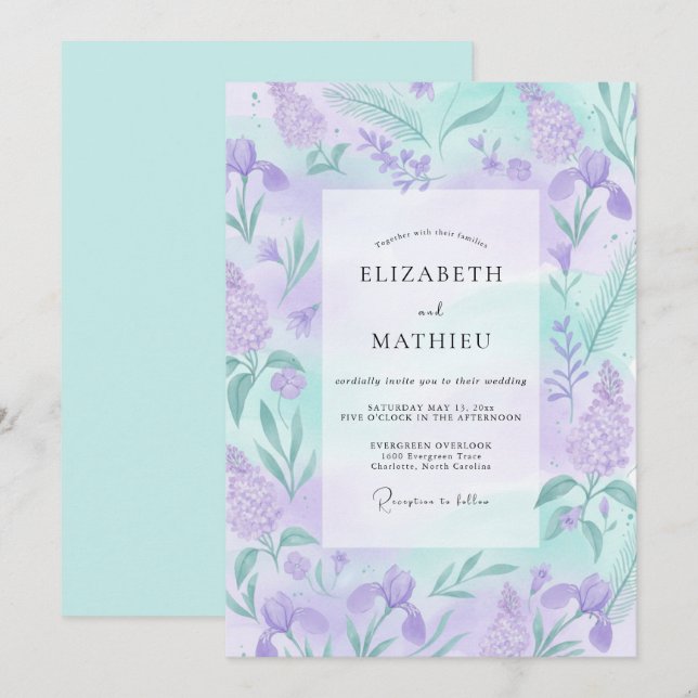 Amethyst Whimsical Spring Wedding Invitation (Front/Back)