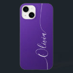 Amethyst White Elegant Calligraphy Script Name<br><div class="desc">Amethyst Shimmer White Elegant Calligraphy Script Custom Personalized Name iPhone 14 Smart Phone Cases features a modern and trendy simple and stylish design with your personalized name in elegant hand written calligraphy script typography on a metallic amethyst shimmer background. Designed by ©Evco Studio www.zazzle.com/store/evcostudio</div>