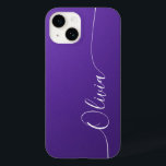 Amethyst White Elegant Calligraphy Script Name Case-Mate iPhone 14 Case<br><div class="desc">Amethyst Shimmer White Elegant Calligraphy Script Custom Personalized Name iPhone 14 Smart Phone Cases features a modern and trendy simple and stylish design with your personalized name in elegant hand written calligraphy script typography on a metallic amethyst shimmer background. Designed by ©Evco Studio www.zazzle.com/store/evcostudio</div>