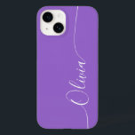Amethyst White Elegant Calligraphy Script Name Case-Mate iPhone 14 Case<br><div class="desc">Amethyst Elegant White Calligraphy Script Custom Personalized Name iPhone 14 Smart Phone Cases features a modern and trendy simple and stylish design with your personalized name in elegant hand written calligraphy script typography on a amethyst background. Designed by ©Evco Studio www.zazzle.com/store/evcostudio</div>