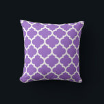 Amethyst White Moroccan Quatrefoil Pattern #5 Throw Pillow<br><div class="desc">Amethyst Purple and White Moroccan Quatrefoil Trellis Pattern #5


You can customize this with your own text and / or images if you so choose to make your own unique design.


If you would like this design in other colours,  just drop us an email.


2014 ©FantabulousPatterns All rights reserved</div>