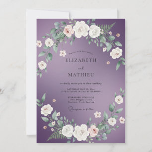Amethyst White Watercolor Wedding Invitation