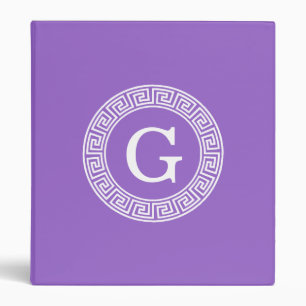 Amethyst Wht Greek Key Rnd Frame Initial Monogram Binder