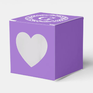 Amethyst Wht Greek Key Rnd Frame Initial Monogram Favor Box