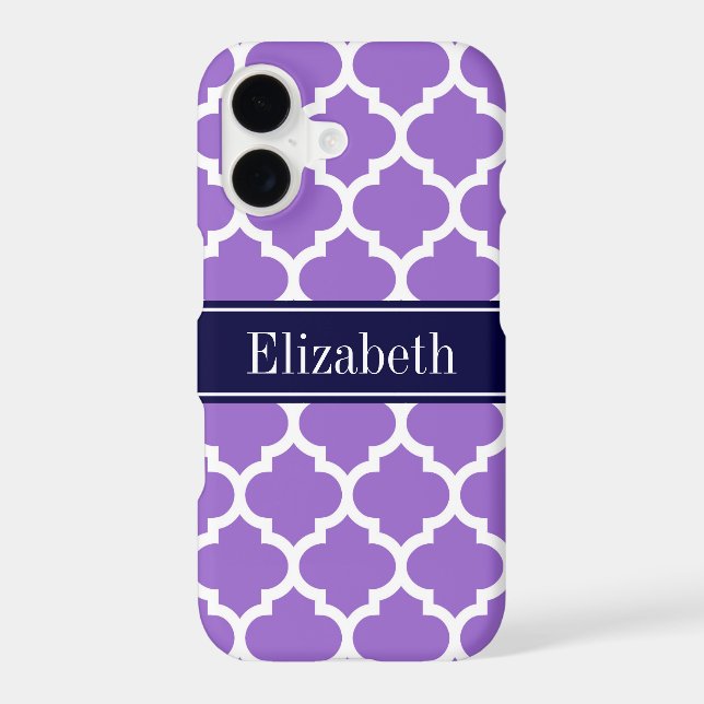 Amethyst Wht Moroccan #5 Navy Blue Name Monogram (Back)