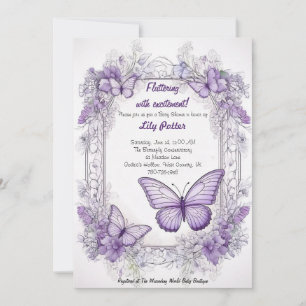 Amethyst Wings Baby Shower Invitation
