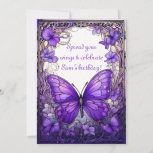 Amethyst Wings Birthday Invitation