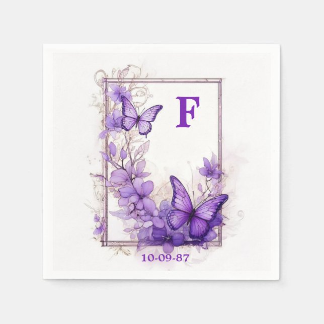Amethyst Wings Wedding Napkin (Front)