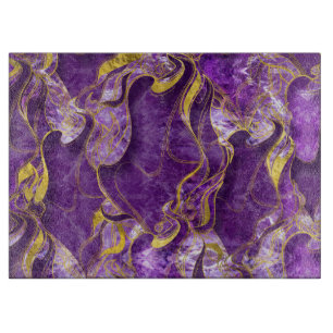 Amethyst with gold marbled texture cutting board