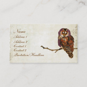 Améthyste et carte de visite de hibou/étiquettes