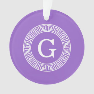 Améthyste Wht Cadre Rnd Clé Grecque Monogramme Ini