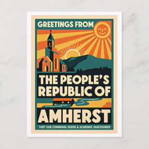 Amherst MA People’s Republic of Amherst Retro  Postcard