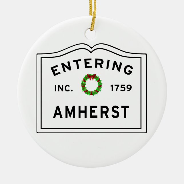 Amherst, MA Vacances Wreath Ornement en métal (Devant)