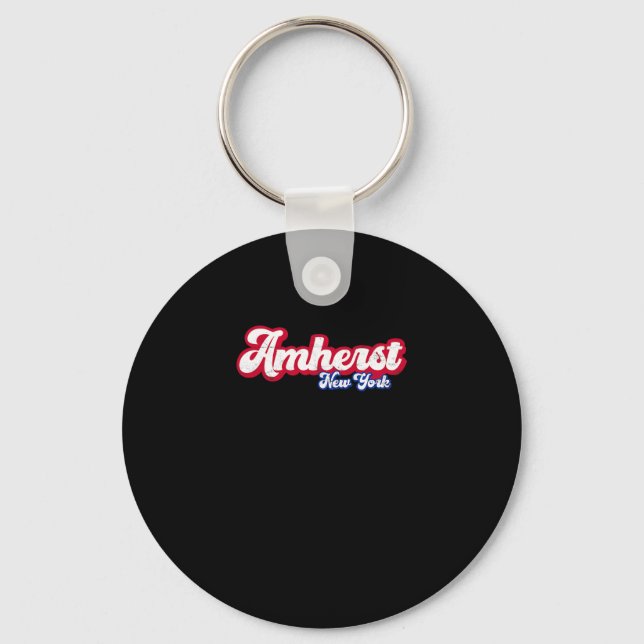 Amherst New York Ny Retro Script 716 Western New Y Keychain (Front)